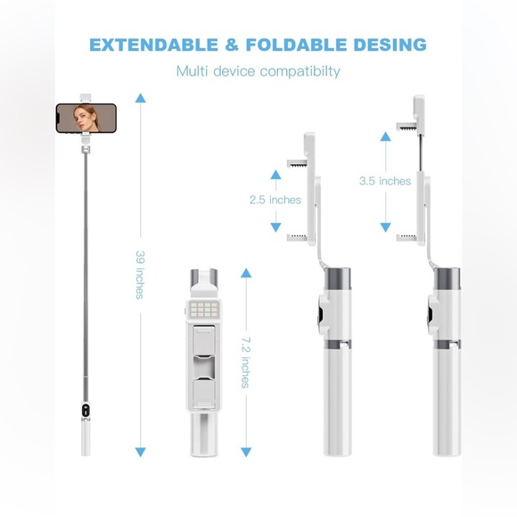 Newest Selfie Stick for iPhone with LED Light Wireless Bluetooth Tripod Selfie S - Picture 6 of 7